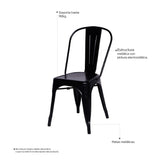 Silla 5 Nueve Negro 36x86cm Asiento Cuadrado con Espaldar - Sillas y Butacos | Bylmo