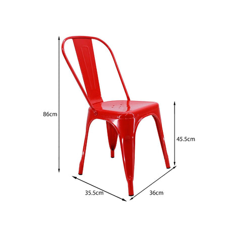 Silla 5 Nueve Rojo 36x86cm Asiento Cuadrado con Espaldar - Sillas y Butacos | Bylmo