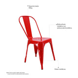 Silla 5 Nueve Rojo 36x86cm Asiento Cuadrado con Espaldar - Sillas y Butacos | Bylmo