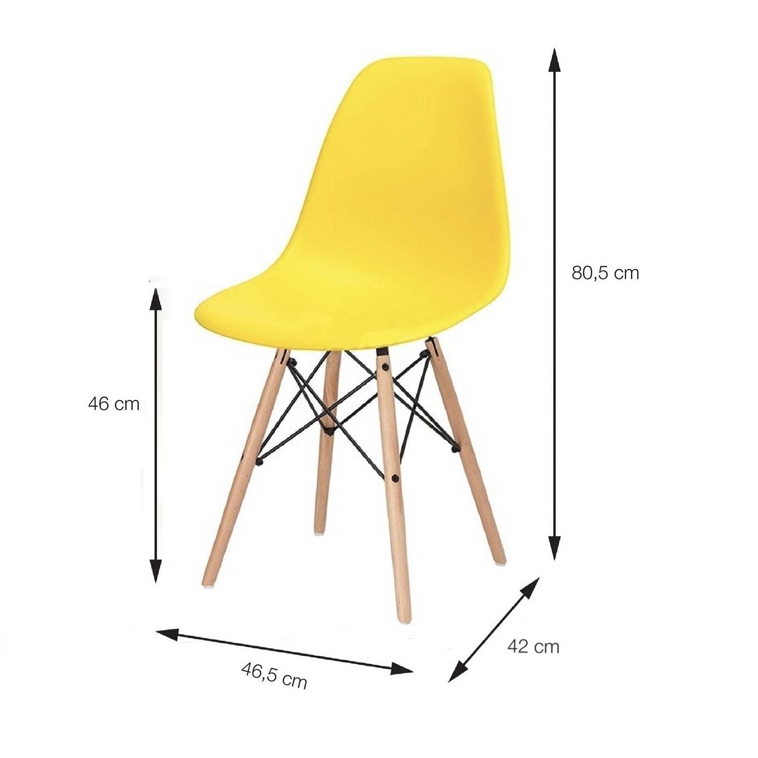 Silla DKR Amarillo 47x81cm Asiento Cuadrado con Espaldar - Sillas y Butacos | Bylmo
