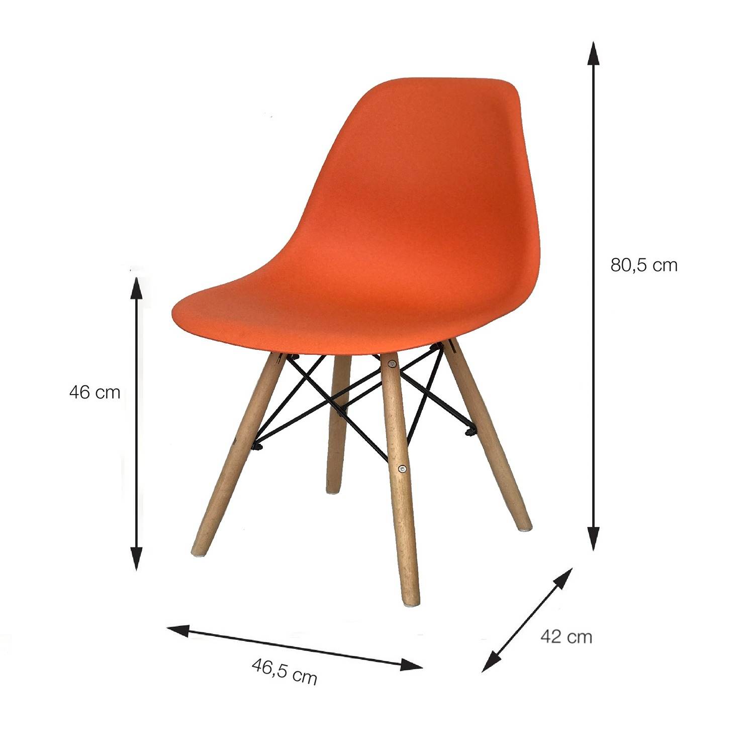 Silla DKR Naranja 47x81cm Asiento Cuadrado con Espaldar - Sillas y Butacos | Bylmo