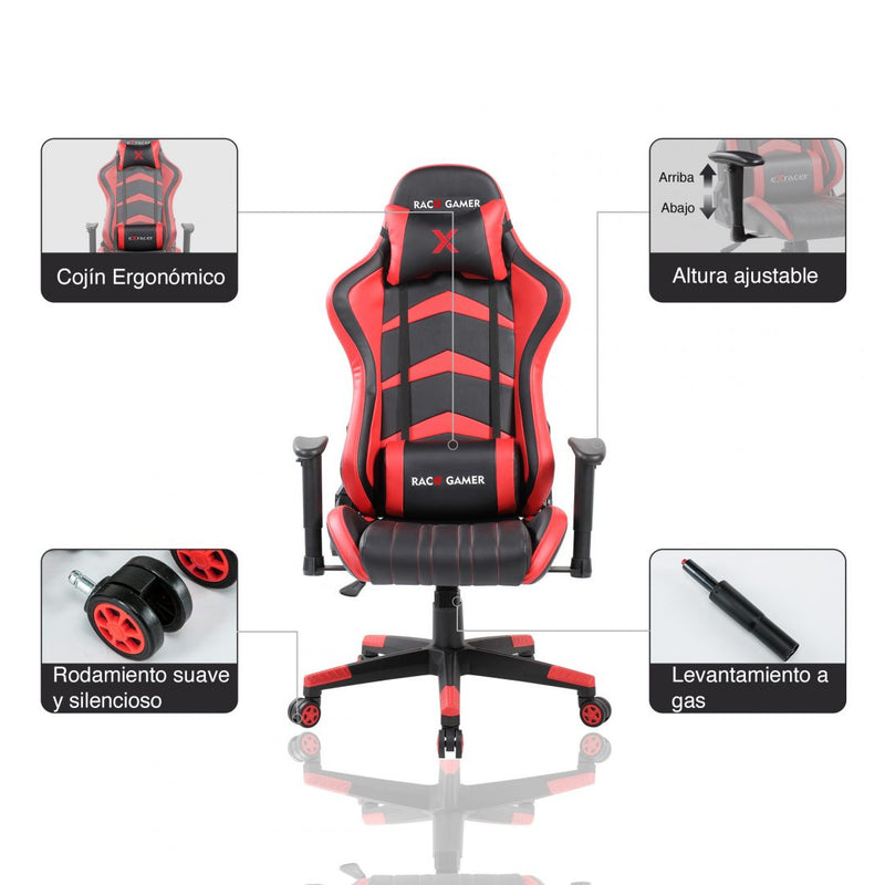 Silla Gamer Negro y Rojo 69 cm