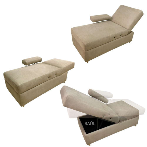 Sofa Cama Paris Camel 67 cm con Baúl