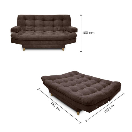 Sofá Cama Carvallo Cafe 185x100cm De 3 Puestos Reclinable con Apoya Brazos - Sofas y Poltronas | Bylmo