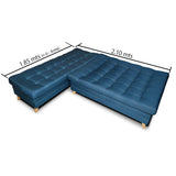 Sofá Cama Esquinero Carvallo Azul 210x90cm De 3 Puestos Reclinable sin Apoya Brazos - Sofas y Poltronas | Bylmo