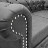 Sofá Chesterfield Cuero Gris 170x78cm De 2 Puestos con Apoya Brazos - Sofas y Poltronas | Bylmo