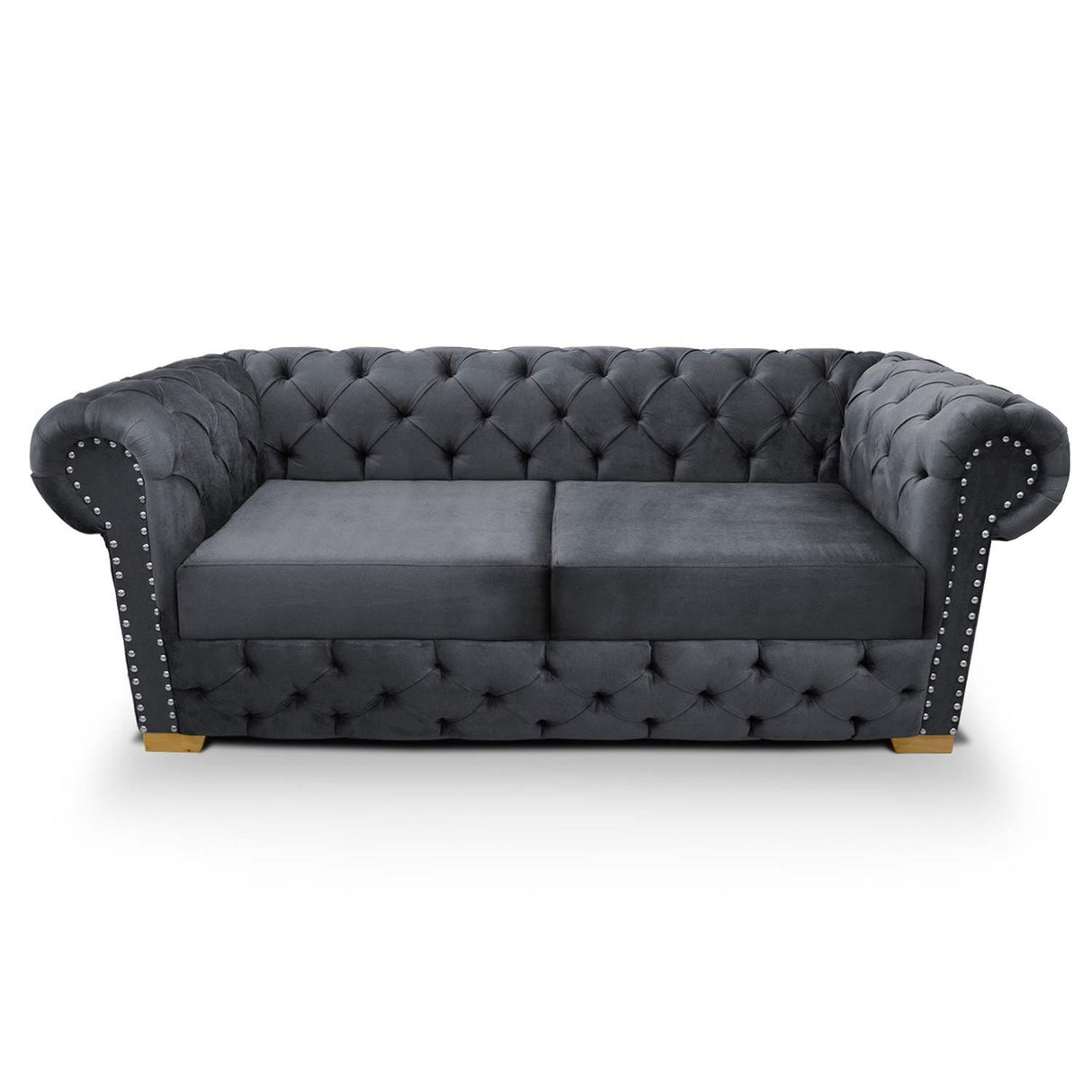Sofá Chesterfield Gris 210x78cm De 3 Puestos con Apoya Brazos - Sofas y Poltronas | Bylmo