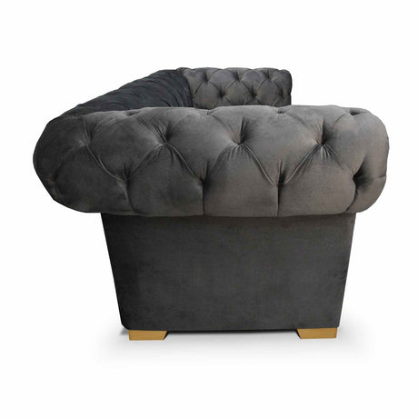 Sofá Chesterfield Gris 210x78cm De 3 Puestos con Apoya Brazos - Sofas y Poltronas | Bylmo