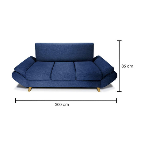 Sofá Jade Azul 200x85cm De 3 Puestos sin Apoya Brazos - Sofas y Poltronas | Bylmo
