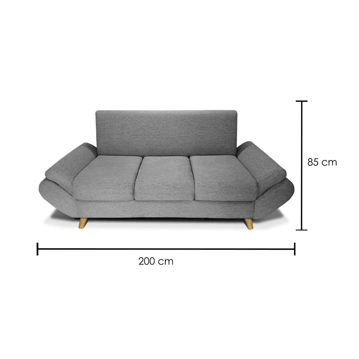 Sofá Jade Gris 200x85cm De 3 Puestos sin Apoya Brazos - Sofas y Poltronas | Bylmo