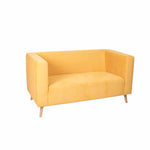 Combo Sofa, Puff, Biblioteca y Mesas Loly Amarillo 145 cm