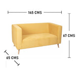 Combo Sofa, Puff, Biblioteca y Mesas Loly Amarillo 145 cm