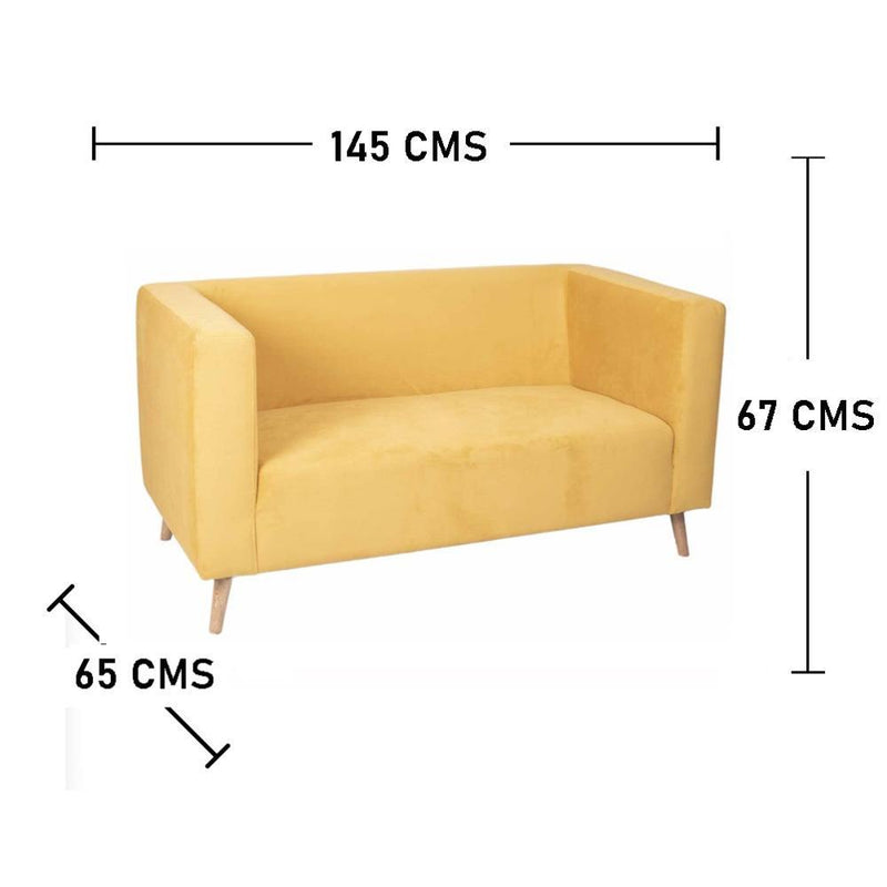 Combo Sofa, Puff, Biblioteca y Mesas Loly Amarillo 145 cm