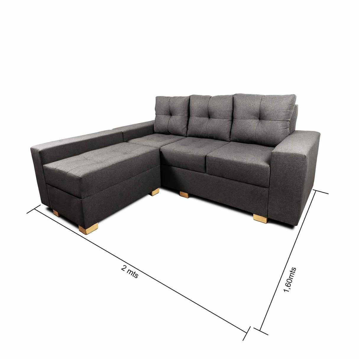 Sofá en L Burano Gris 200x92cm De 4 Puestos con Apoya Brazos y Modular - Sofas y Poltronas | Bylmo