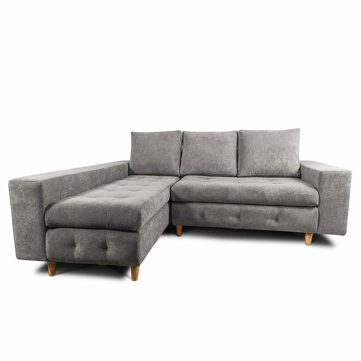 Sofá en L Saona Gris 210x94cm De 3 Puestos con Apoya Brazos - Sofas y Poltronas | Bylmo