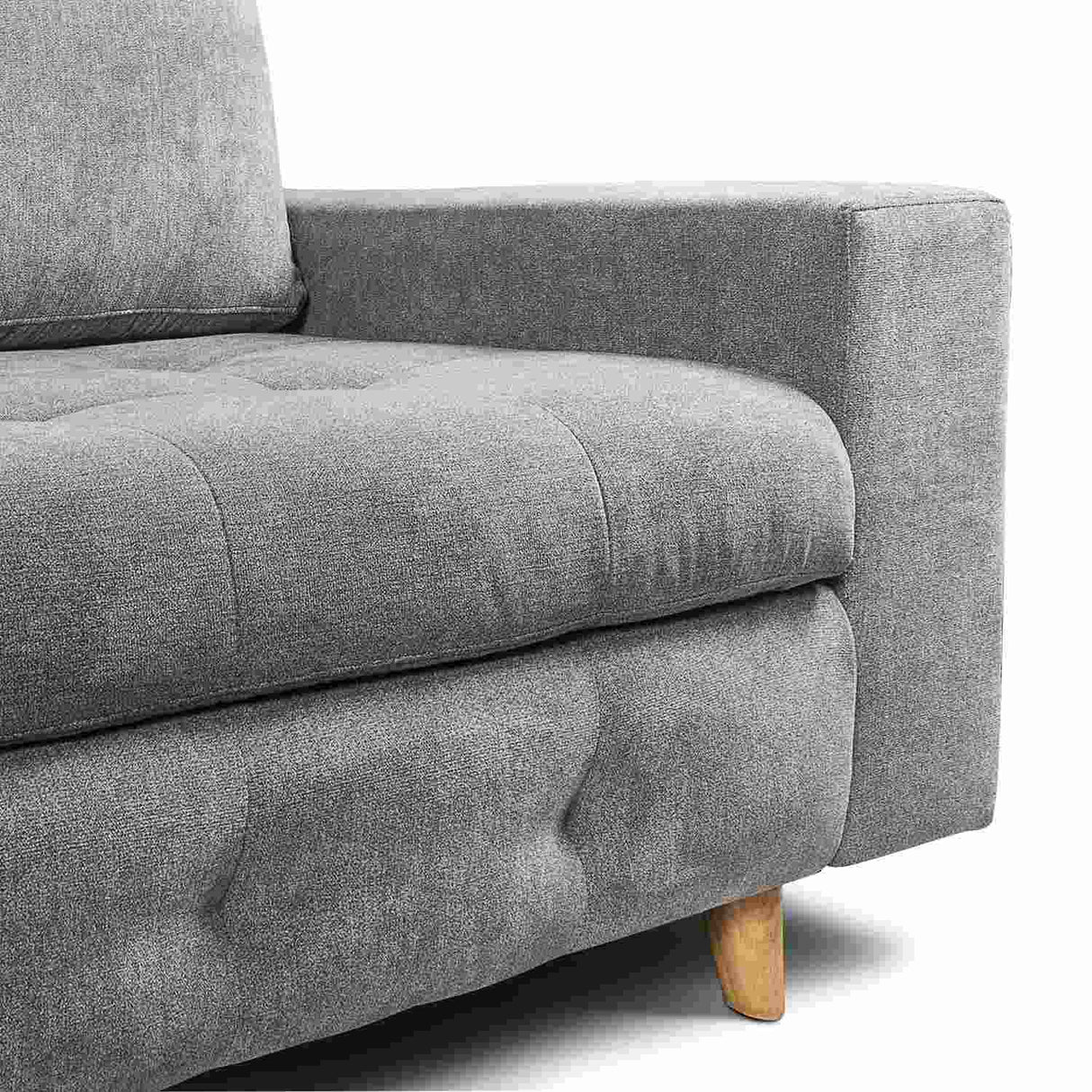 Sofá en L Saona Gris 210x94cm De 3 Puestos con Apoya Brazos - Sofas y Poltronas | Bylmo