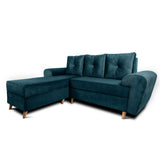 Sofá en L Varenna Azul Petróleo 218x94cm De 3 Puestos con Apoya Brazos - Sofas y Poltronas | Bylmo