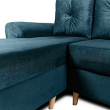 Sofá en L Varenna Azul Petróleo 218x94cm De 3 Puestos con Apoya Brazos - Sofas y Poltronas | Bylmo