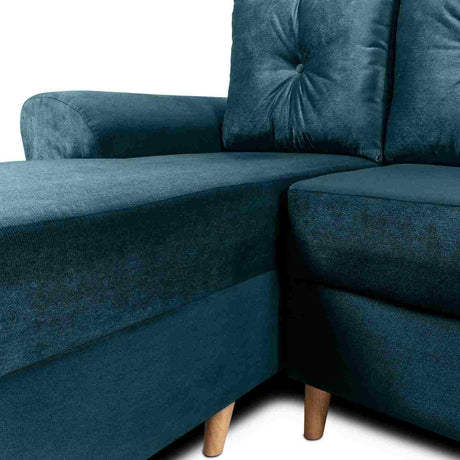 Sofá en L Varenna Azul Petróleo 218x94cm De 3 Puestos con Apoya Brazos - Sofas y Poltronas | Bylmo