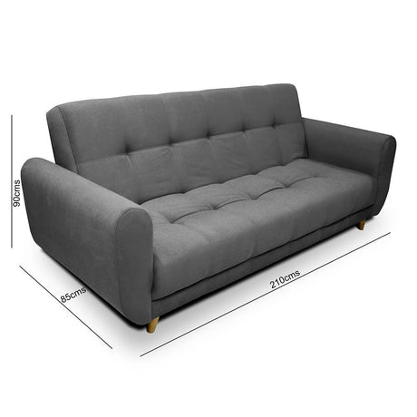 Sofá Cama Archer Gris 210x95cm De 3 Puestos Reclinable con Apoya Brazos - Sofas | Bylmo