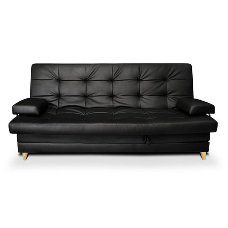 Sofá Cama Balmain Negro 190x95cm De 3 Puestos Reclinable con Apoya Brazos - Sofas | Bylmo