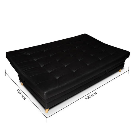 Sofá Cama Balmain Negro 190x95cm De 3 Puestos Reclinable con Apoya Brazos - Sofas | Bylmo