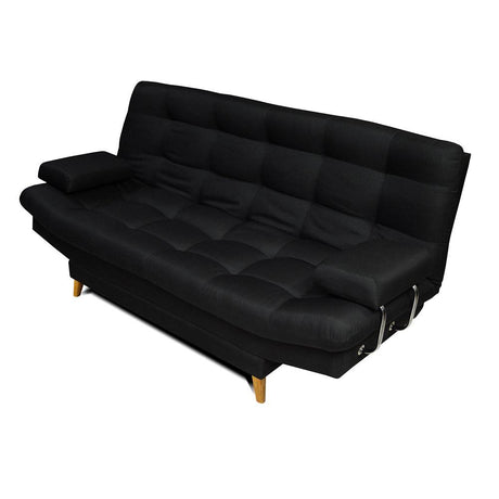 Sofá Cama Carvallo Negro 185x95cm De 3 Puestos Reclinable con Apoya Brazos - Sofas | Bylmo