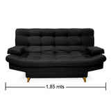 Sofá Cama Carvallo Negro 185x95cm De 3 Puestos Reclinable con Apoya Brazos - Sofas | Bylmo