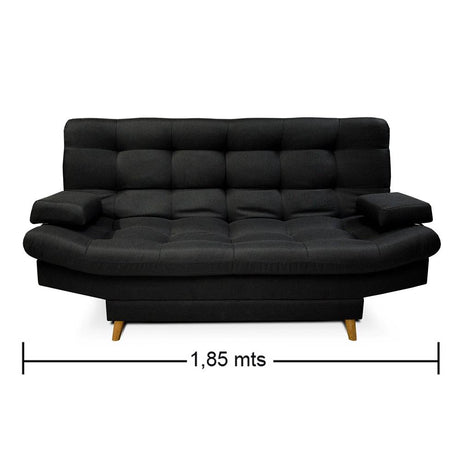 Sofá Cama Carvallo Negro 185x95cm De 3 Puestos Reclinable con Apoya Brazos - Sofas | Bylmo
