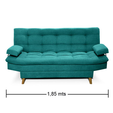 Sofá Cama Carvallo Turquesa 185x95cm De 3 Puestos Reclinable con Apoya Brazos - Sofas | Bylmo