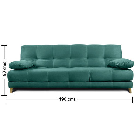 Sofá Cama Martins Turquesa 190x90cm De 3 Puestos Reclinable con Apoya Brazos - Sofas | Bylmo
