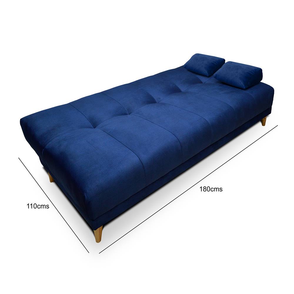 Sofá Cama Sabath Azul 180x81cm De 3 Puestos Reclinable sin Apoya Brazos - Sofas | Bylmo