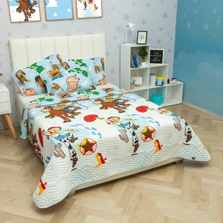 Cubrelecho Español Infantil Blanco para Cama Sencillo 100 X 190 Cm Doble Faz de Toy Story - Ropa de Cama | Bylmo