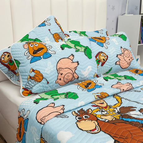 Cubrelecho Español Infantil Azul para Cama Doble 140 X 190 Cm Doble Faz de Toy Story - Ropa de Cama | Bylmo
