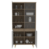 Vitrina Alina Miel y Blanco 93 cm con Puertas de Vidrio y Dos Cajones - Bares | Bylmo
