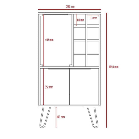Bar Vegas Miel y Plomo 59 cm con Puerta de Vidrio - Bares | Bylmo