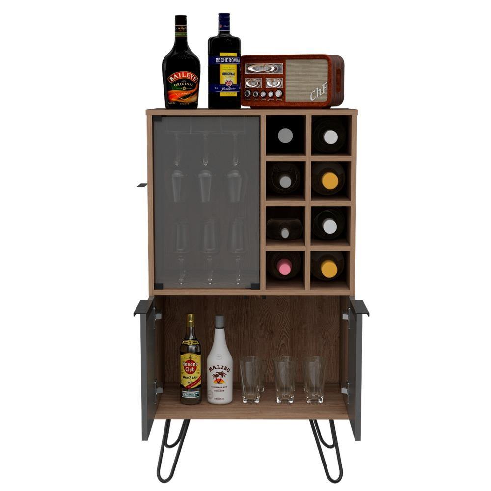 Bar Vegas Miel y Plomo 59 cm con Puerta de Vidrio - Bares | Bylmo