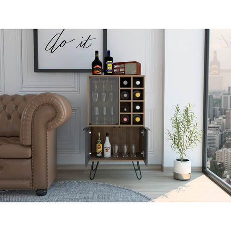 Bar Vegas Miel y Plomo 59 cm con Puerta de Vidrio - Bares | Bylmo