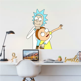 Vinilo Animado Rick y Morty Multicolor 37 cm x 40 cm