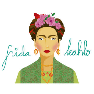 Vinilo Frida Kahlo con Flores Rojas 60 cm x 48 cm
