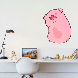 Vinilo Animado Pig Gravity Falls Rosado 34 cm x 45 cm