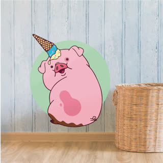 Vinilo Animado Pig Gravity Falls pink Rosado 40 cm x 46 cm