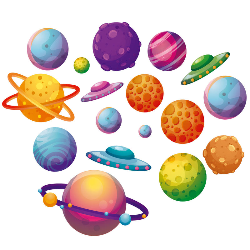Vinilo Space Planetas Multicolor 100 cm x 87 cm