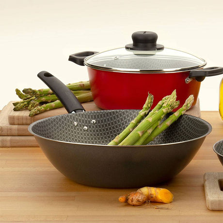 Wok Basic Aluminio 28 cm Antiadherente Gris - Ollas y Sartenes | Bylmo