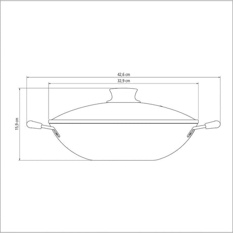Wok Paris Aluminio 32 cm con Revestimiento Interno y Externo Antiadherente Starflon Max Rojo con Tapa de Vidrio Rojo - Ollas y Sartenes | Bylmo