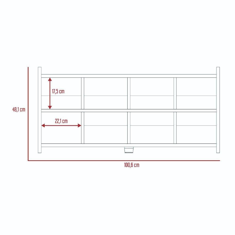 Zapatero Carbón y Gales 100.6x33.4cm Horizontal de Dos Niveles para Dieciséis Pares - Closets | Bylmo