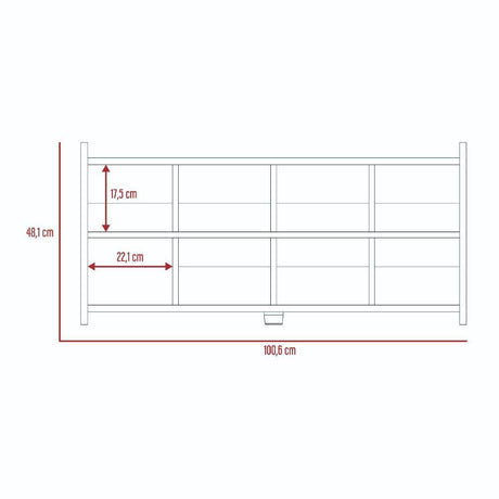 Zapatero Carbón y Gales 100.6x33.4cm Horizontal de Dos Niveles para Dieciséis Pares - Closets | Bylmo