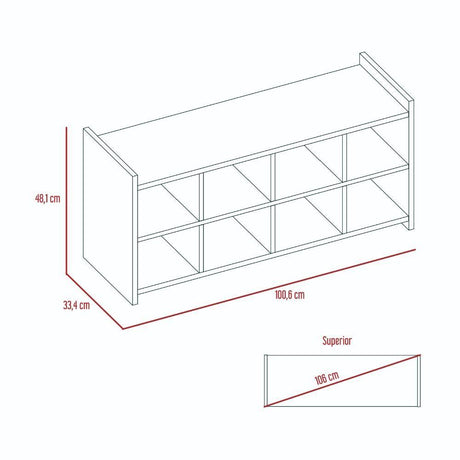 Zapatero Carbón y Gales 100.6x33.4cm Horizontal de Dos Niveles para Dieciséis Pares - Closets | Bylmo