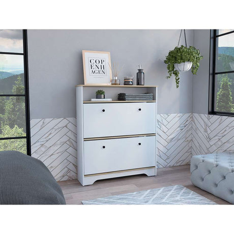 Zapatero Calgary Blanco y Duna 100 cm con Dos puertas y Entrepaño - Closets | Bylmo