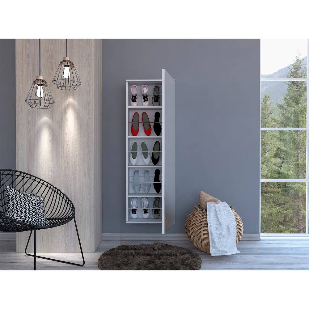 Zapatero Leto Blanco 47x138cm Vertical de Cinco Niveles para Diez pares de Zapatos - Closets | Bylmo